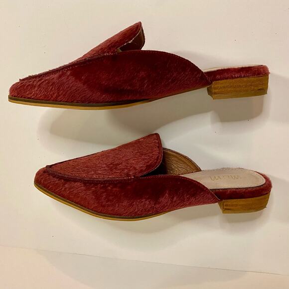 Mi.iM Lux Burgundy Red Calf Hair Mule Loafer Slipper Flats Womens 7.5 - Picture 7 of 16